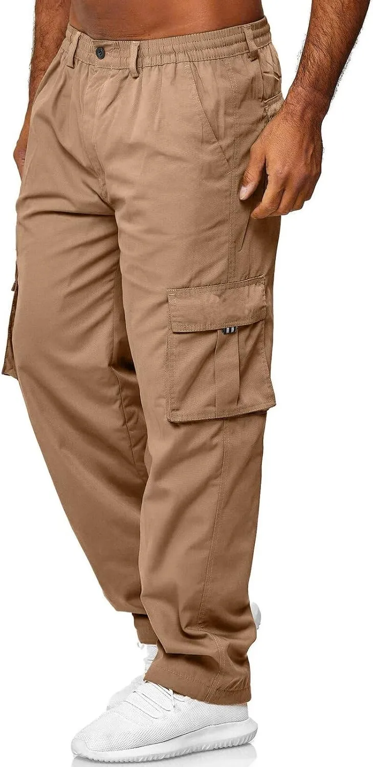 Cargo Sweatpants for Men Big and Tall Jogger Drawstring Trousers Pockets Sweatpants Workout Sports Pant Casual Cotton