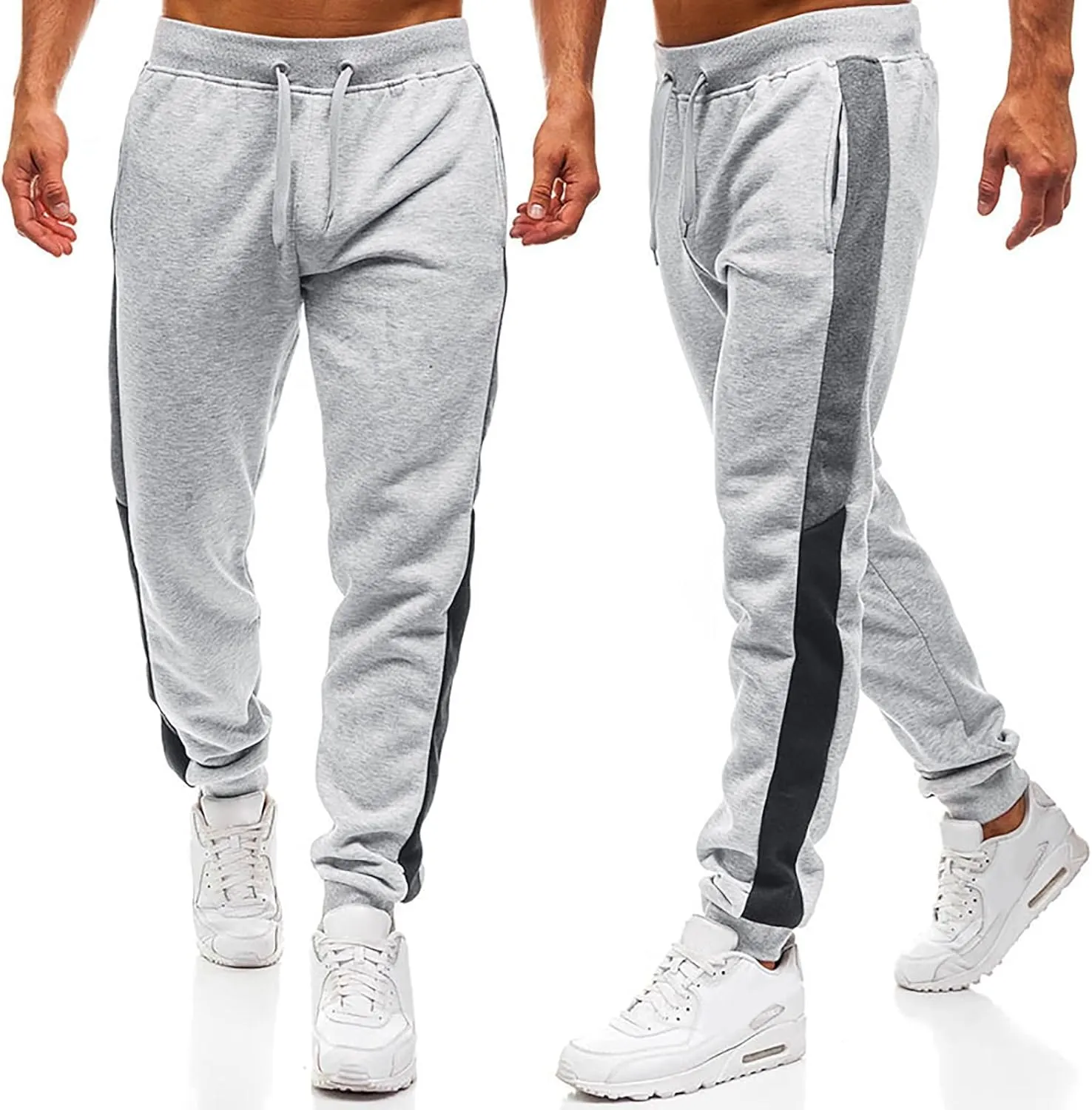 Cargo Sweatpants for Men Big and Tall Pants Men's Fashion Solid Bag Overalls Sports Casual Jogging Pants Light Hiking