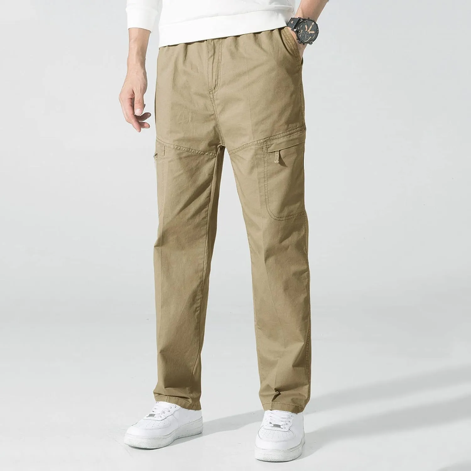 Cargo Sweatpants for Men Big and Tall Pockets Casual Streetwear Y2K Mens Cargo Pants Drawstring Hiking Pants Elastic