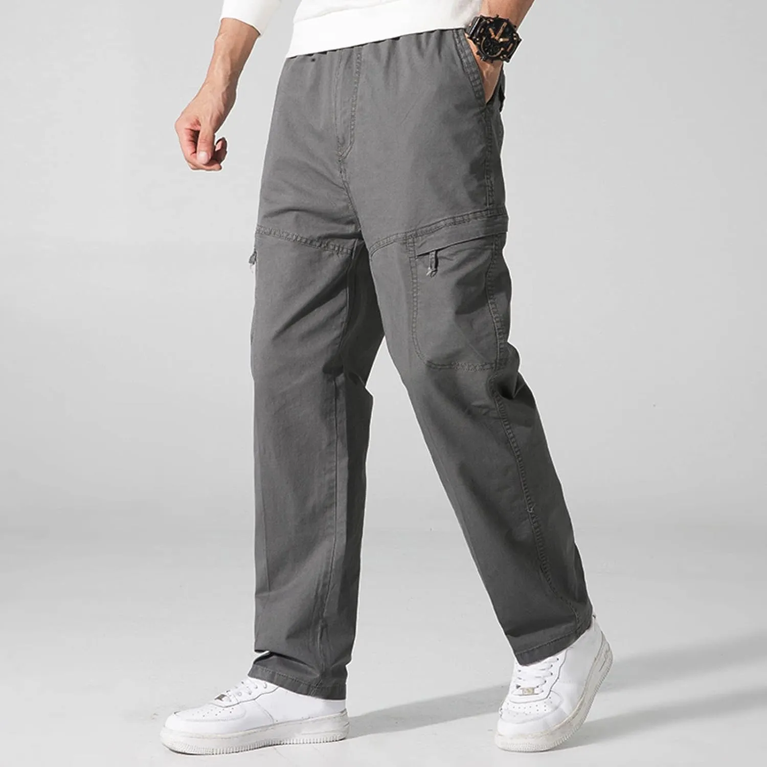 Cargo Sweatpants for Men Big and Tall Pockets Casual Streetwear Y2K Mens Cargo Pants Drawstring Hiking Pants Elastic