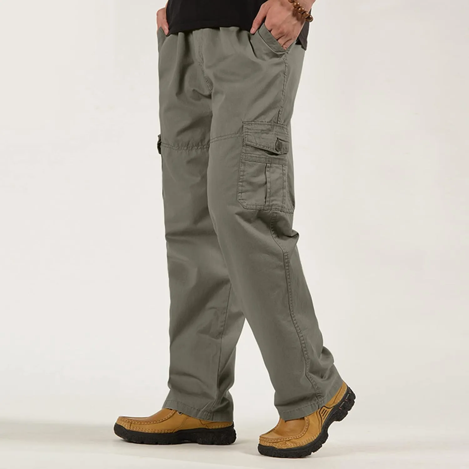 Cargo Sweatpants for Men Big and Tall Pockets Men's Winter Cargo Pants Thick Fleece Joggers Loose Sport Long Trousers