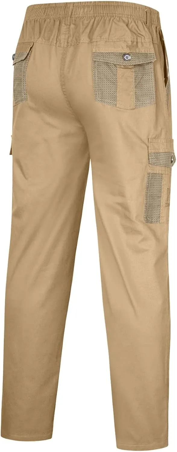 Cargo Sweatpants for Men Big and Tall Trousers Work Ripstop Cargo Pants Lightweight Cotton Jogger Work Pants 6 Pocket