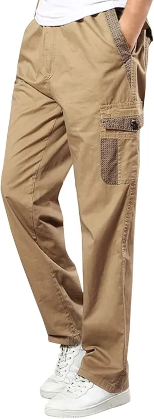 Cargo Sweatpants for Men Big and Tall Trousers Work Ripstop Cargo Pants Lightweight Cotton Jogger Work Pants 6 Pocket