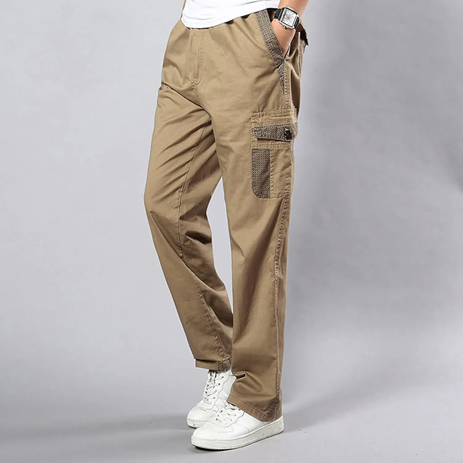 Cargo Sweatpants for Men Big and Tall Trousers Work Ripstop Cargo Pants Lightweight Cotton Jogger Work Pants 6 Pocket
