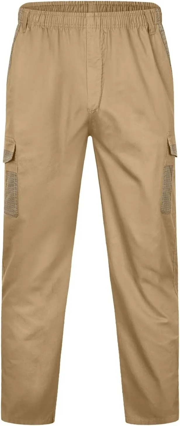 Cargo Sweatpants for Men Big and Tall Trousers Work Ripstop Cargo Pants Lightweight Cotton Jogger Work Pants 6 Pocket