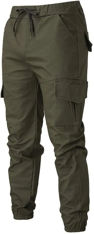 Cargo Sweatpants for Men Cargo Fleece Sweatpants Stretch Elastic Waist Jogger Sports Pants Drawstring Sports Trousers