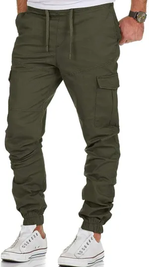 Cargo Sweatpants for Men Cargo Fleece Sweatpants Stretch Elastic Waist Jogger Sports Pants Drawstring Sports Trousers