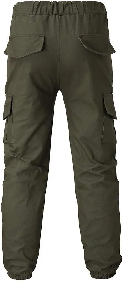 Cargo Sweatpants for Men Cargo Fleece Sweatpants Stretch Elastic Waist Jogger Sports Pants Drawstring Sports Trousers