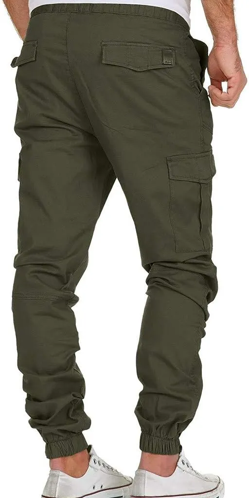 Cargo Sweatpants for Men Cargo Fleece Sweatpants Stretch Elastic Waist Jogger Sports Pants Drawstring Sports Trousers
