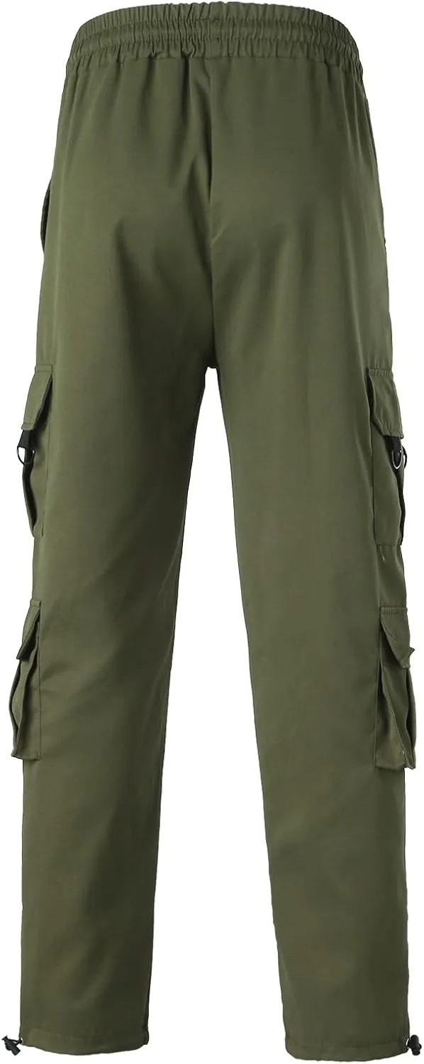 Cargo Sweatpants for Men Elastic Waist Drawstring Work Jogger Pants with Pockets Mens Casual Pants Stretch Slim Fit