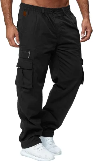 Cargo Sweatpants for Men Workout Pants Letter Print Fleece Casual Joggers with Pockets Mens Pants Classic Fit Pocket