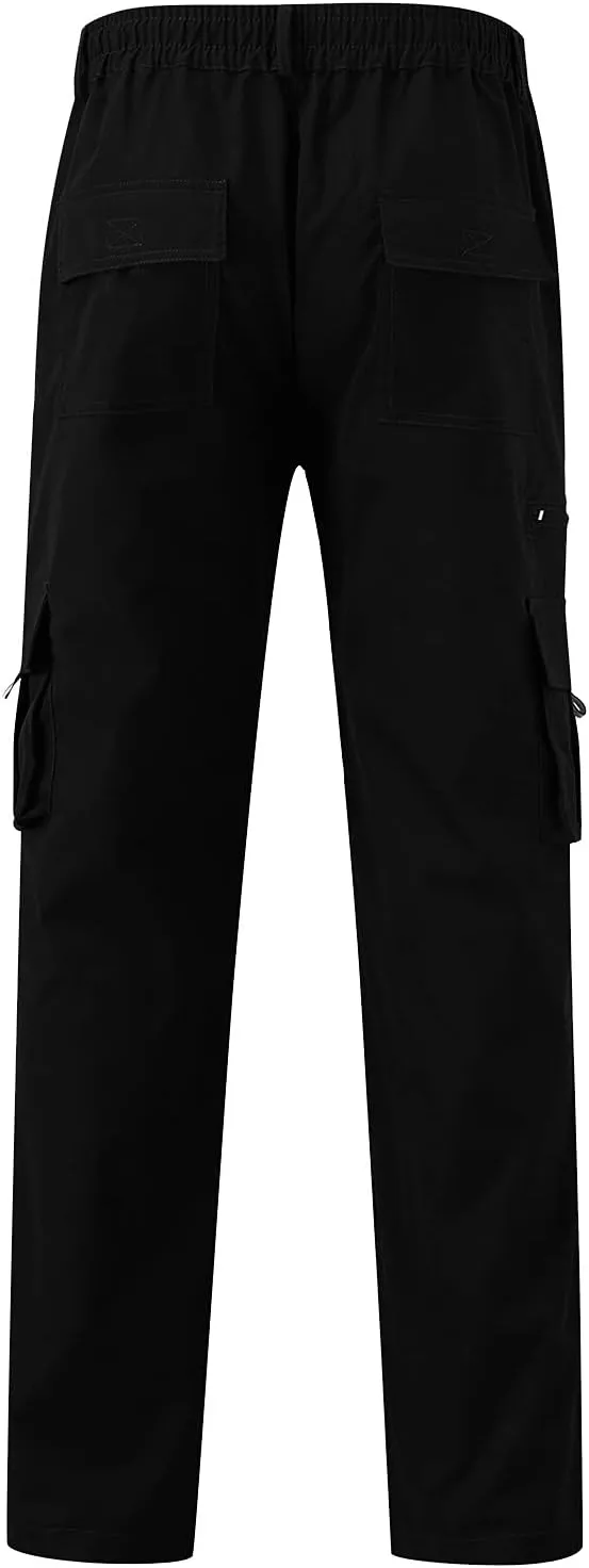 Cargo Sweatpants for Men Workout Pants Letter Print Fleece Casual Joggers with Pockets Mens Pants Classic Fit Pocket