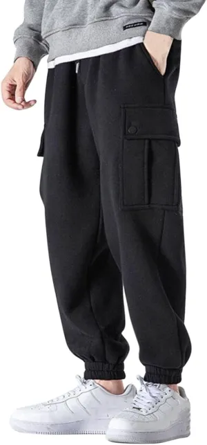 Cargo Trousers for Men Jogging Running Men's Fleece Jogger Pant Men's Lightweight Sweatpants Loose Fit Open Bottom