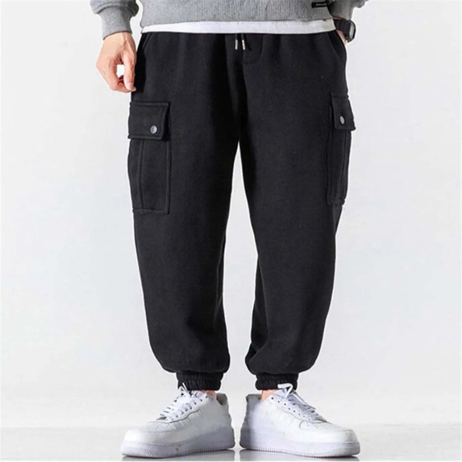 Cargo Trousers for Men Jogging Running Men's Fleece Jogger Pant Men's Lightweight Sweatpants Loose Fit Open Bottom