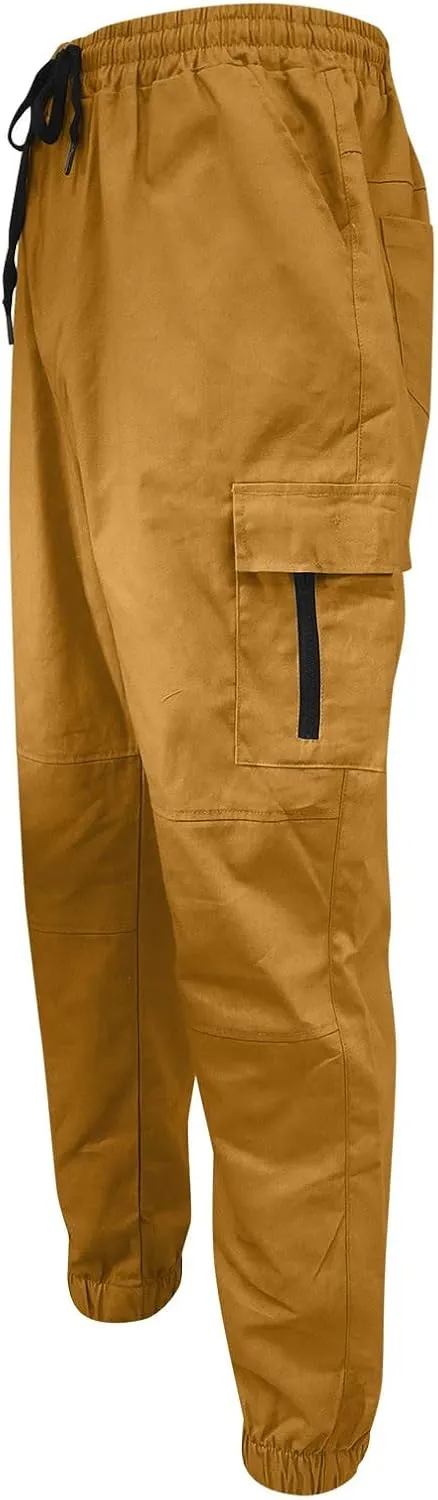 Cargo Trousers for Men Straight-Leg Trousers Mens Heavyweight Cargo Fleece Sweatpants Stretch Elastic Waist Jogger