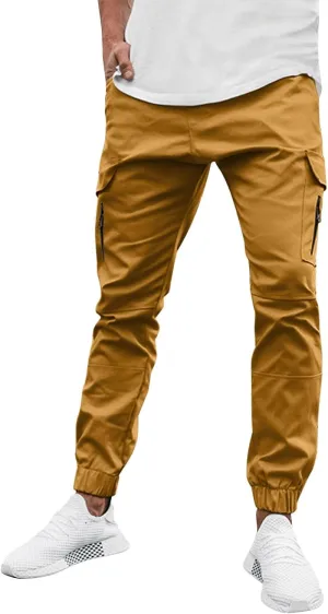 Cargo Trousers for Men Straight-Leg Trousers Mens Heavyweight Cargo Fleece Sweatpants Stretch Elastic Waist Jogger