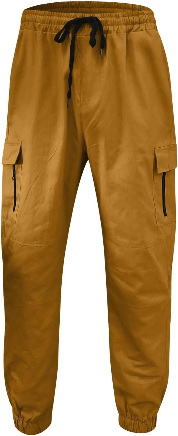 Cargo Trousers for Men Straight-Leg Trousers Mens Heavyweight Cargo Fleece Sweatpants Stretch Elastic Waist Jogger