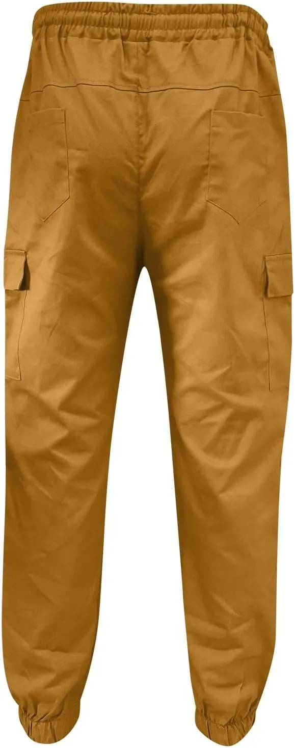 Cargo Trousers for Men Straight-Leg Trousers Mens Heavyweight Cargo Fleece Sweatpants Stretch Elastic Waist Jogger