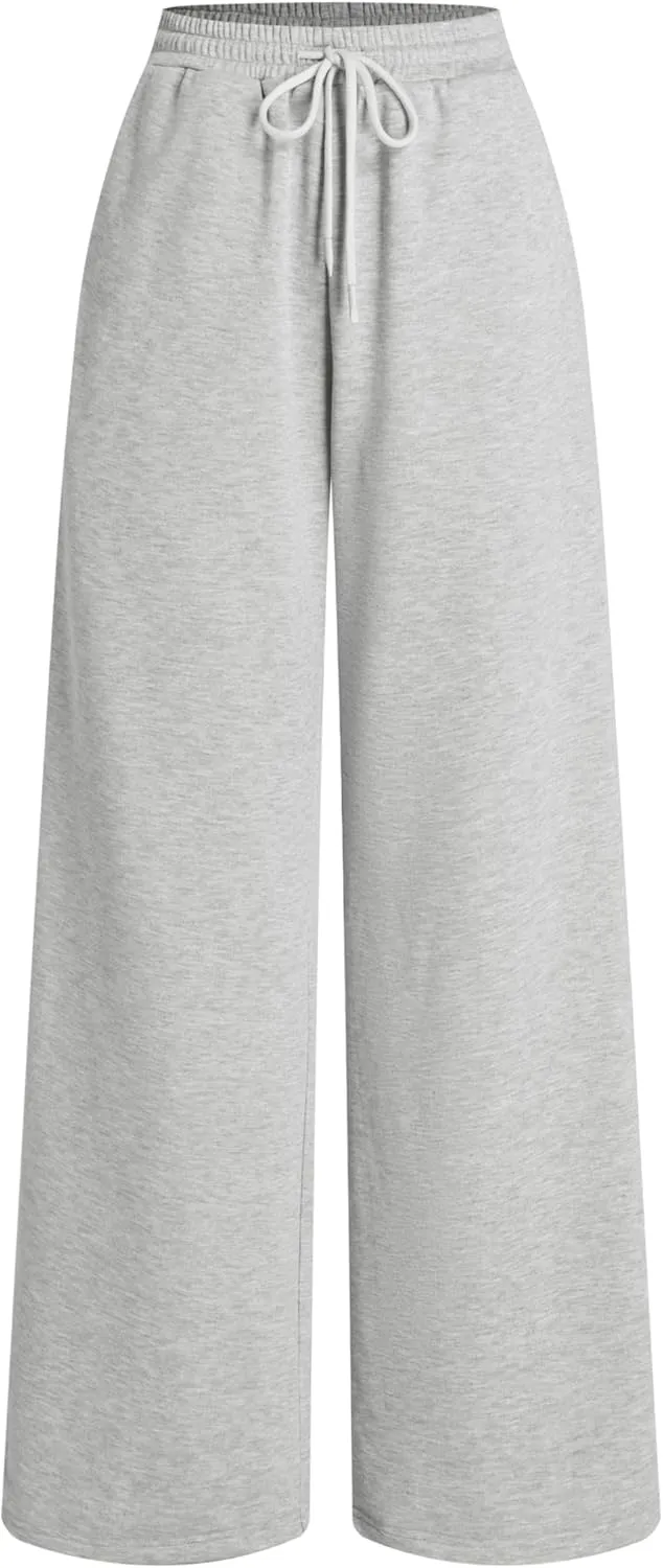 CIDER Womens Wide Leg Sweatpants - High Waisted Straight Leg Casual Lounge Sweat Pants with Pockets Spring