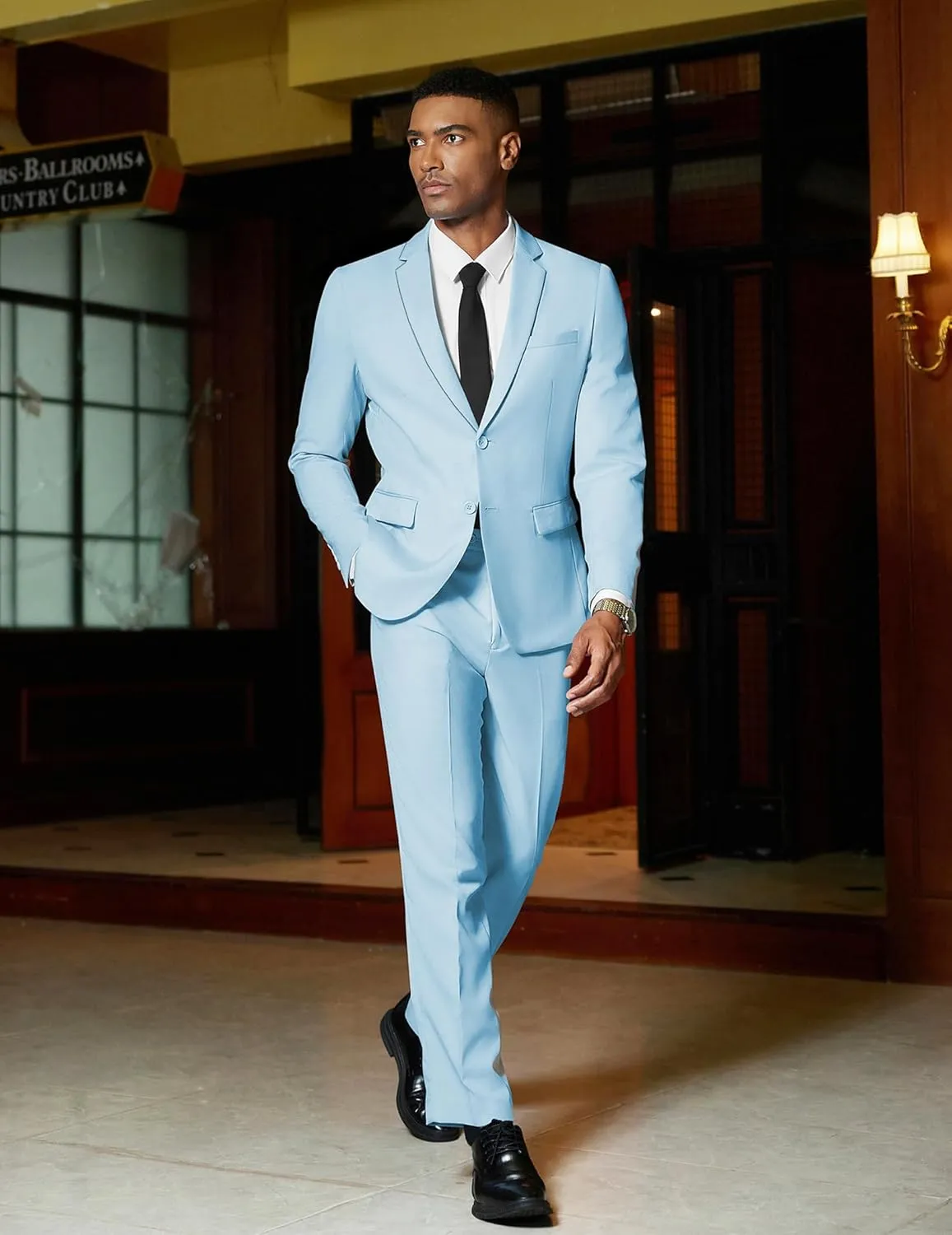 COOFANDY Mens 2 Piece Suit Slim Fit 2 Button Formal Jacket Suits Pants Set for Wedding Business Prom