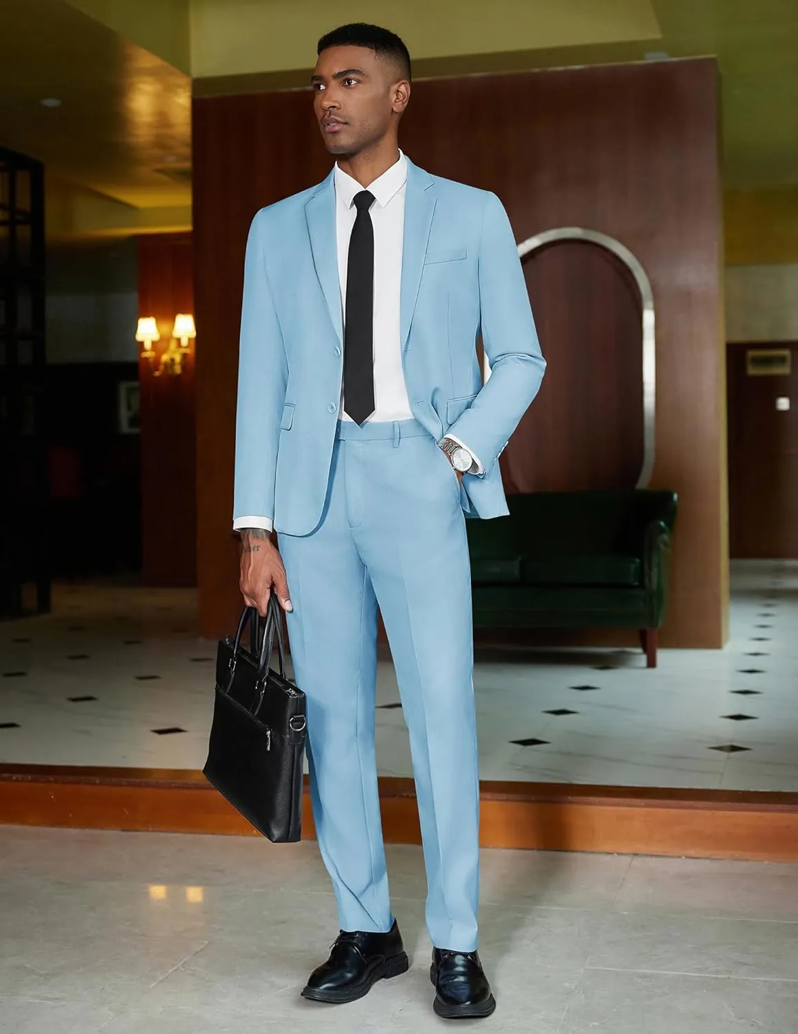 COOFANDY Mens 2 Piece Suit Slim Fit 2 Button Formal Jacket Suits Pants Set for Wedding Business Prom