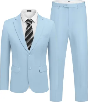 COOFANDY Mens 2 Piece Suit Slim Fit 2 Button Formal Jacket Suits Pants Set for Wedding Business Prom