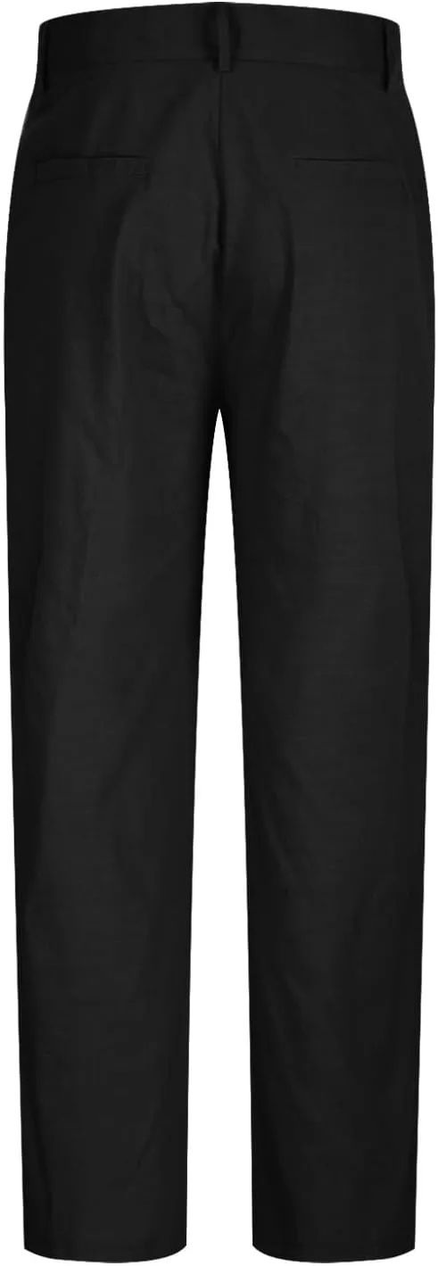 Cotton Linen Pants for Men Pleated Front Trouser Straight Leg Suit Trousers Solid Color Office Trouser Linen Pant
