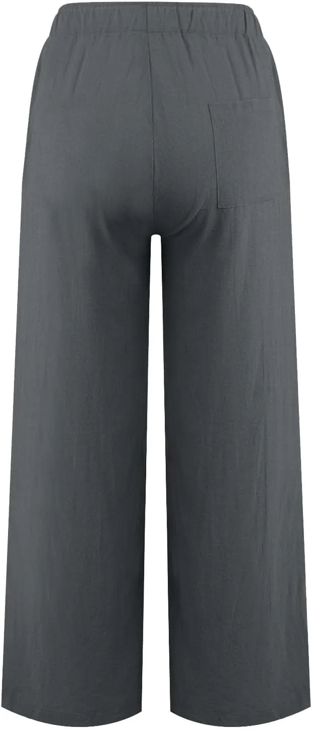 Cotton Linen Pants Women 2025 Summer Casual Loose Wide Leg Pants Drawstring High Waisted Palzzo Pants Beach Trousers