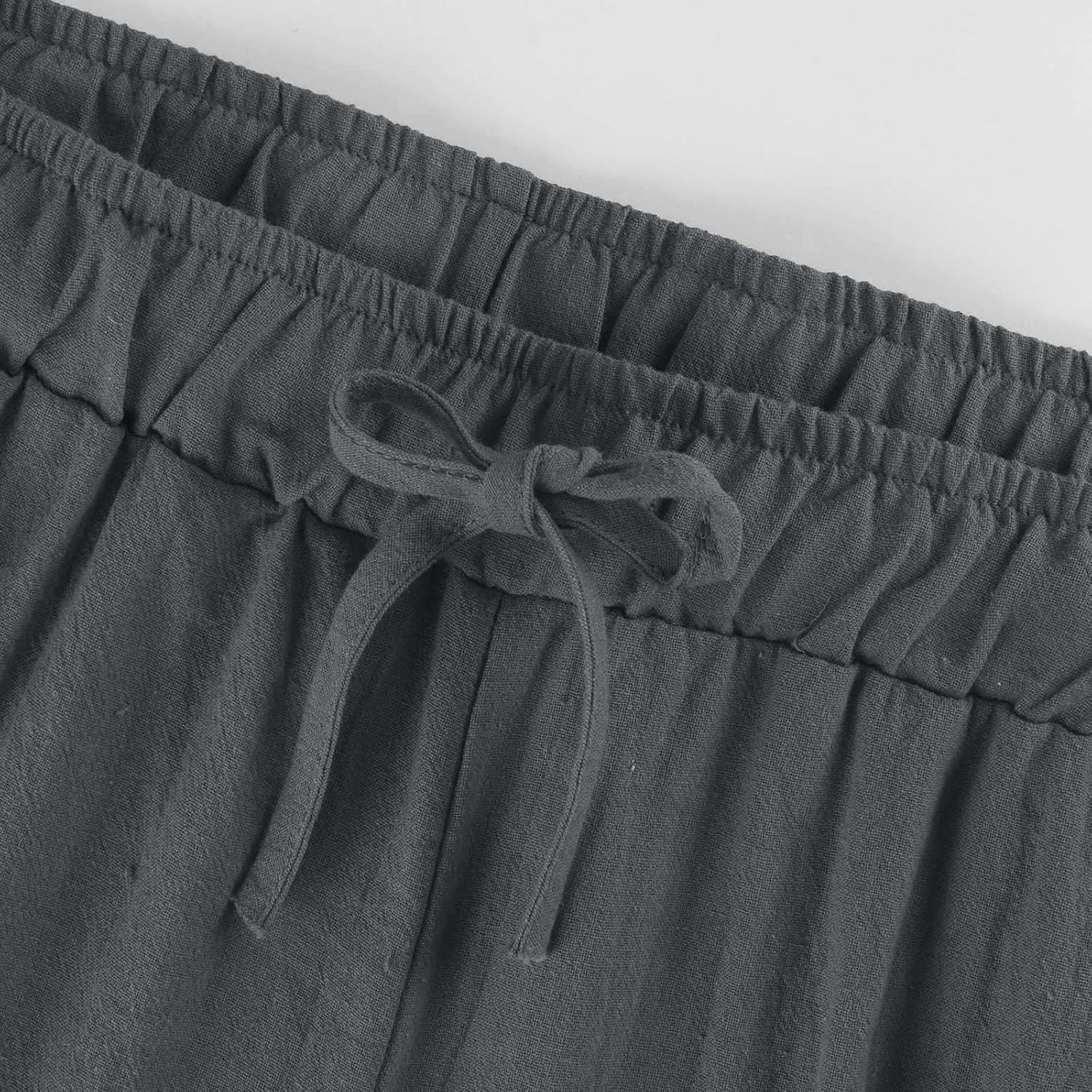 Cotton Linen Pants Women 2025 Summer Casual Loose Wide Leg Pants Drawstring High Waisted Palzzo Pants Beach Trousers