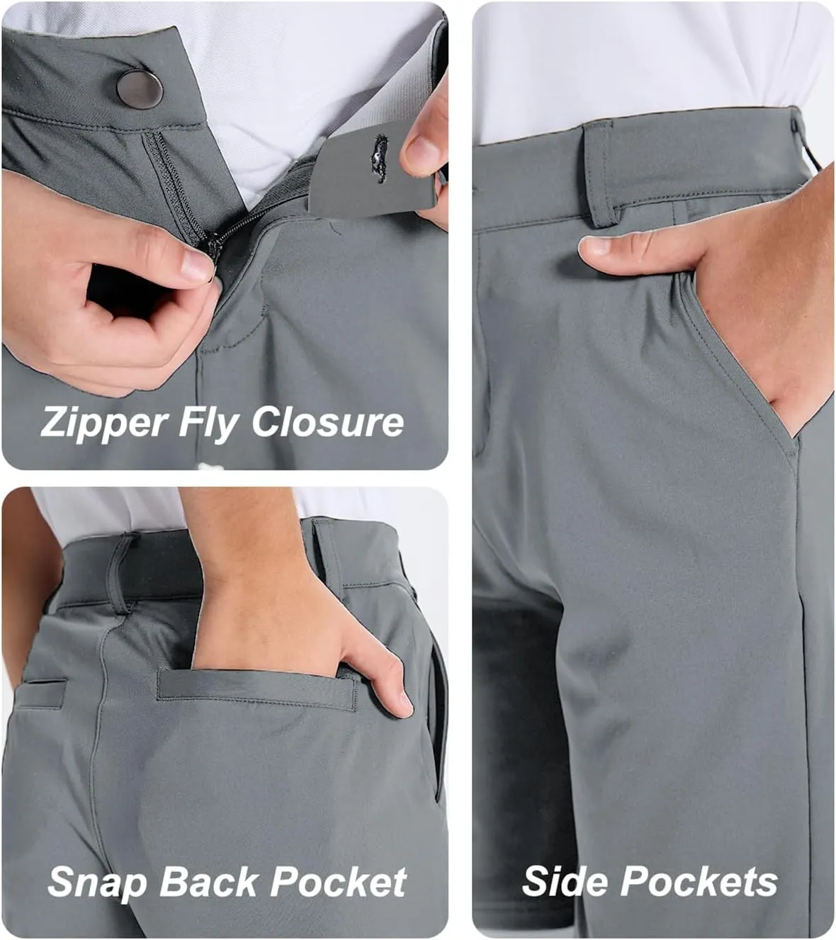 DEVOROPA Youth Boys Golf Shorts Stretch School Uniform Clothes Kids Flat Front Dress Chino Hybrid Twill Casual Shorts Pockets
