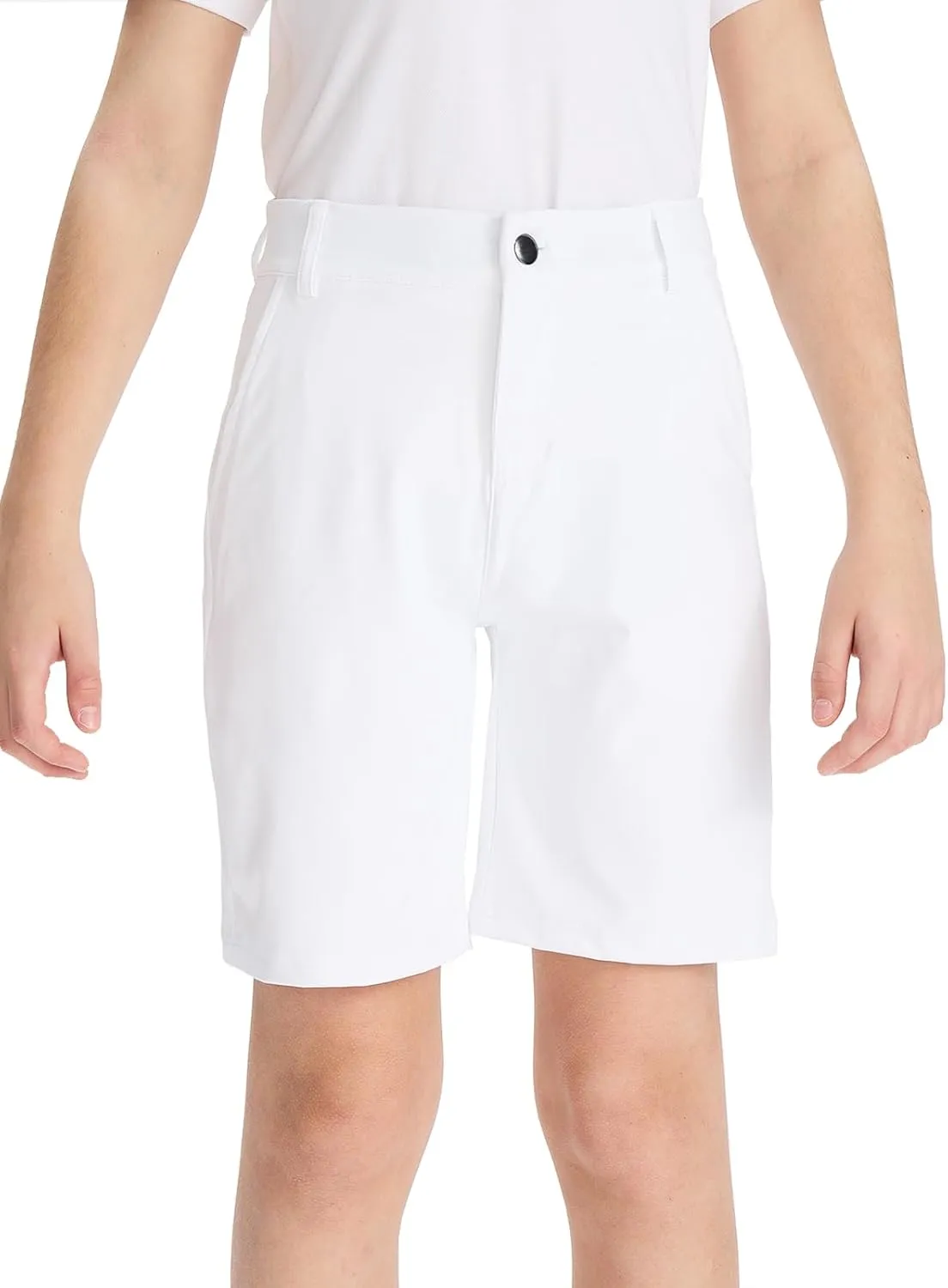 DEVOROPA Youth Boys Golf Shorts Stretch School Uniform Clothes Kids Flat Front Dress Chino Hybrid Twill Casual Shorts Pockets