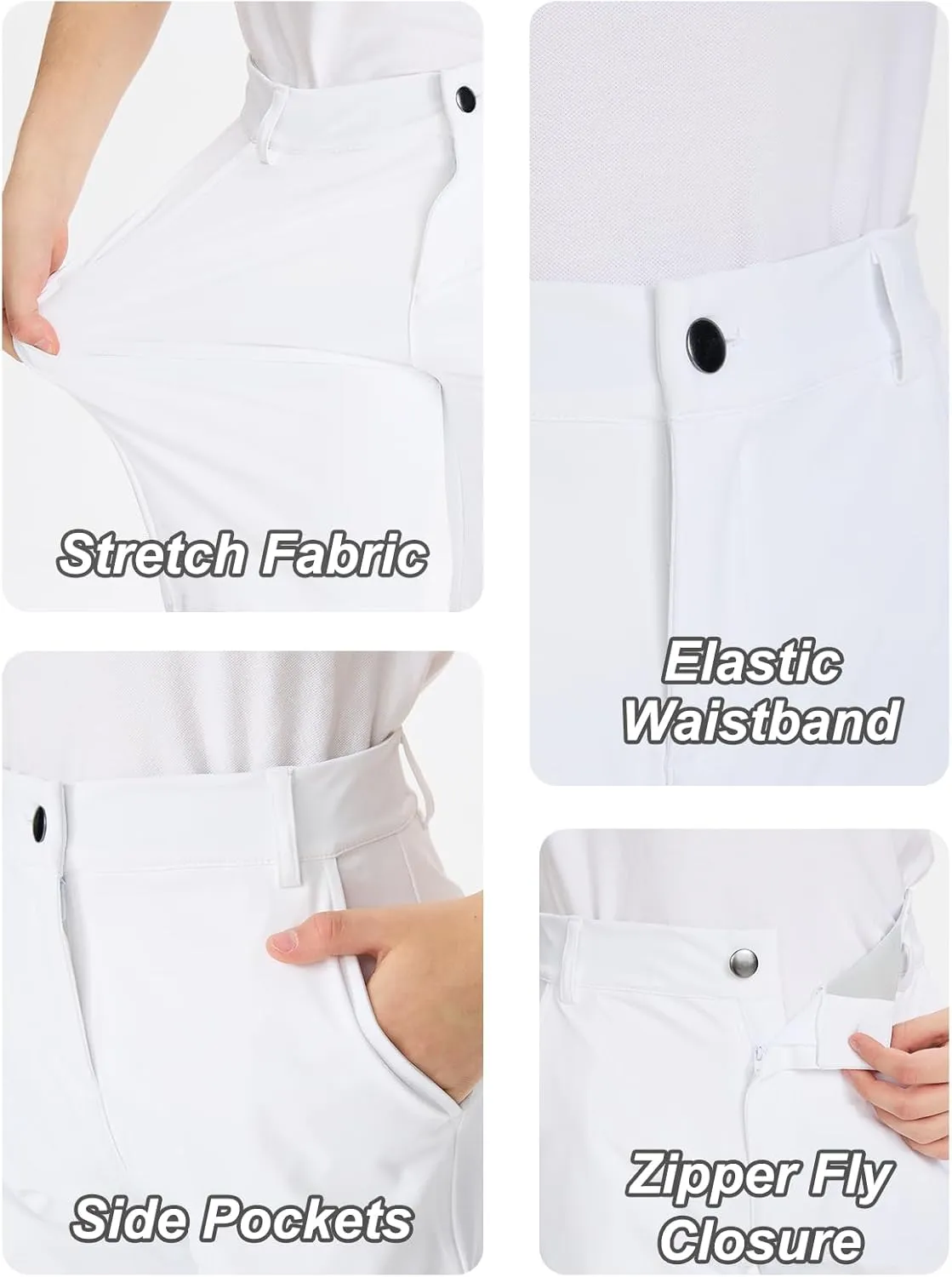 DEVOROPA Youth Boys Golf Shorts Stretch School Uniform Clothes Kids Flat Front Dress Chino Hybrid Twill Casual Shorts Pockets