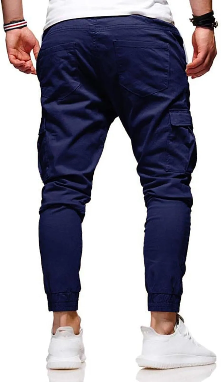 evzosrz Men Joggers Cargo Pants Slim Fit Drawstring Sports Athletic Workout Fitness Track Tapered Jogging Trousers Sweatpants