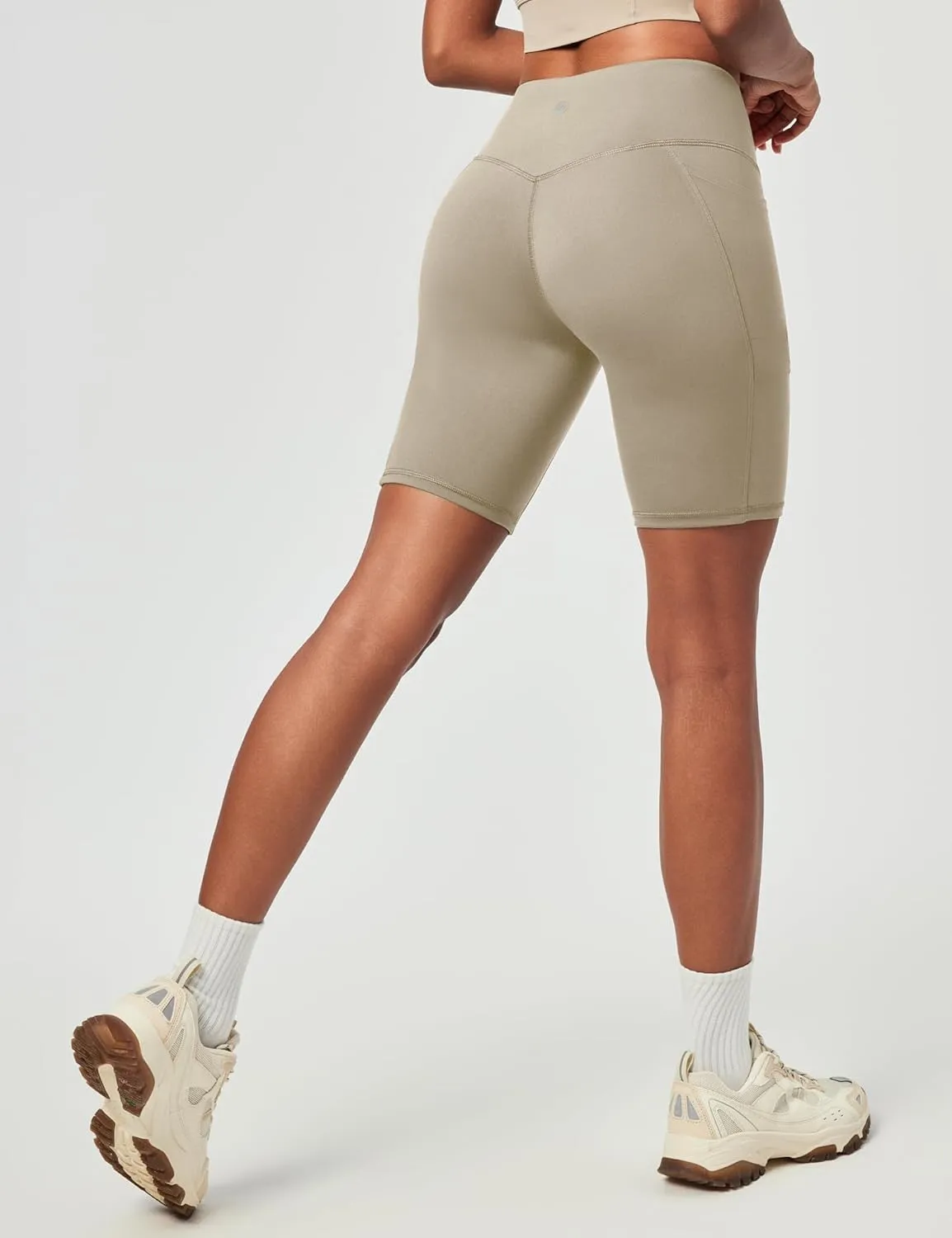 Ewedoos Biker Shorts Women Tummy Control with 4 Pockets No Front Seam Hiking Workout Spandex Shorts High Waisted UPF50 