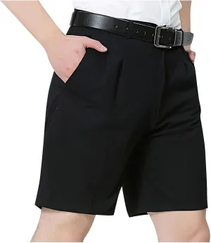 Finelylove Mens Chino Shorts Summer 7 Inch Pleat Front Button Waist Cotton Twill Work Golf Dress Shorts with Pockets