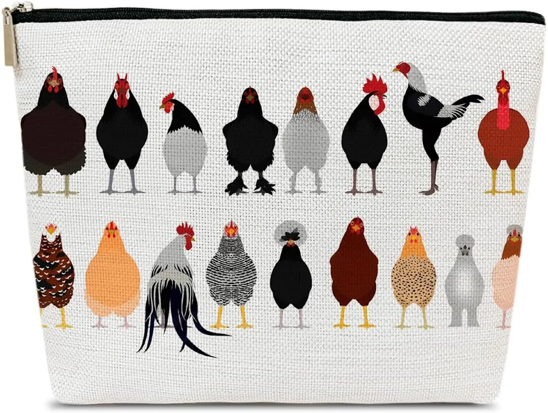 Funny Chicken Gifts Makeup Bag, Chicken Lover Gift, Women Cosmetic Bag for Purse, Organizer for Storage, Gifts for Besties Daughter Best Friends