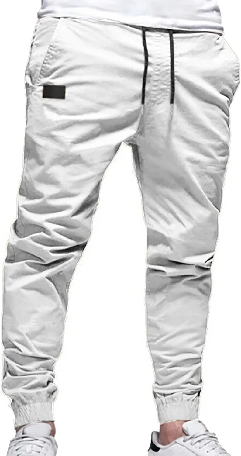FZVYD Brown Corduroy Pants Mens Joggers Cargo Pants Fashion Casual Sweatpants Work Pants Drawstring Loose Trousers Pockets