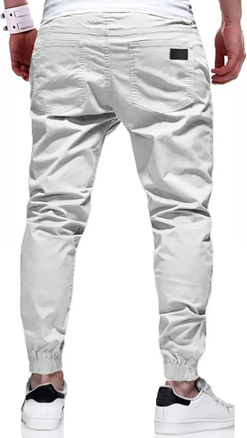 FZVYD Brown Corduroy Pants Mens Joggers Cargo Pants Fashion Casual Sweatpants Work Pants Drawstring Loose Trousers Pockets