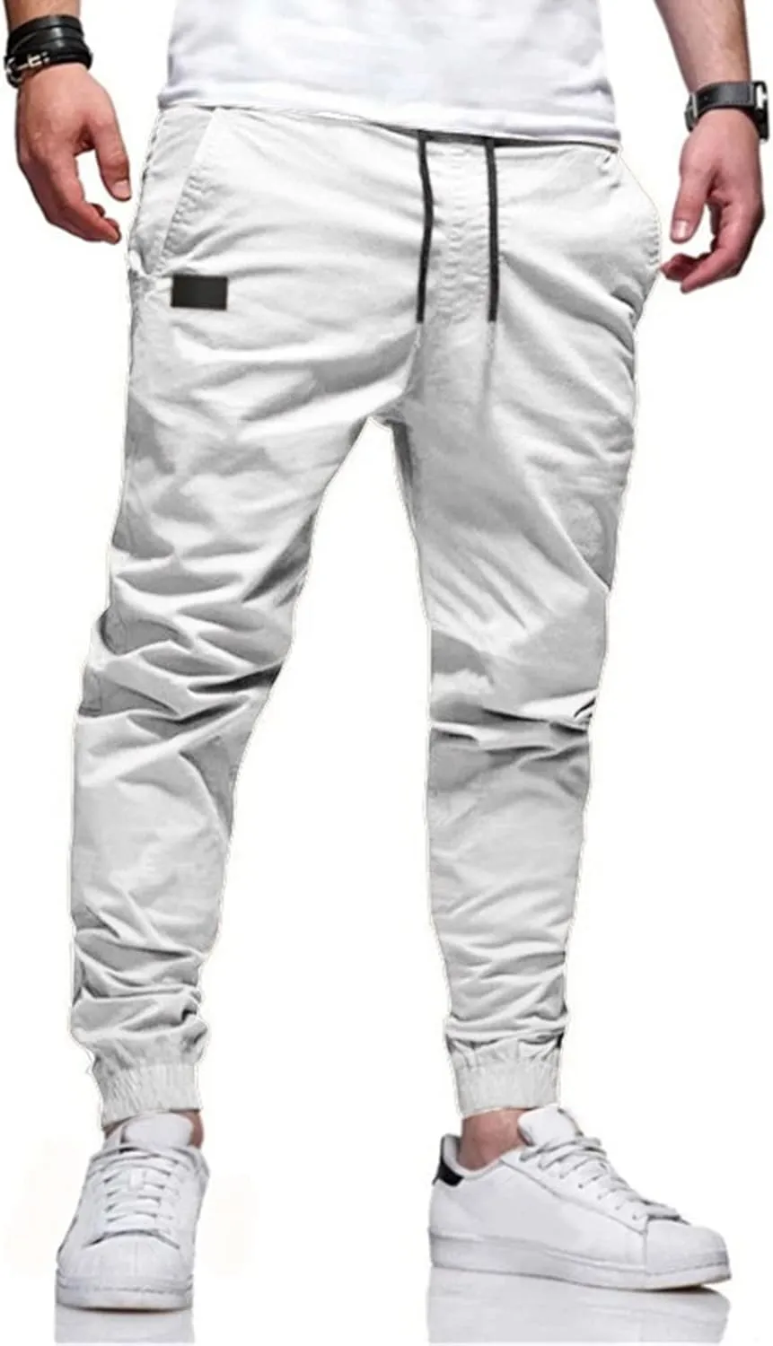 FZVYD Brown Corduroy Pants Mens Joggers Cargo Pants Fashion Casual Sweatpants Work Pants Drawstring Loose Trousers Pockets