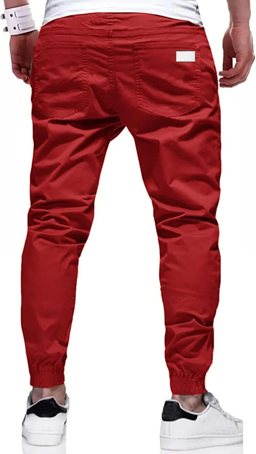 FZVYD Brown Corduroy Pants Mens Joggers Cargo Pants Fashion Casual Sweatpants Work Pants Drawstring Loose Trousers Pockets