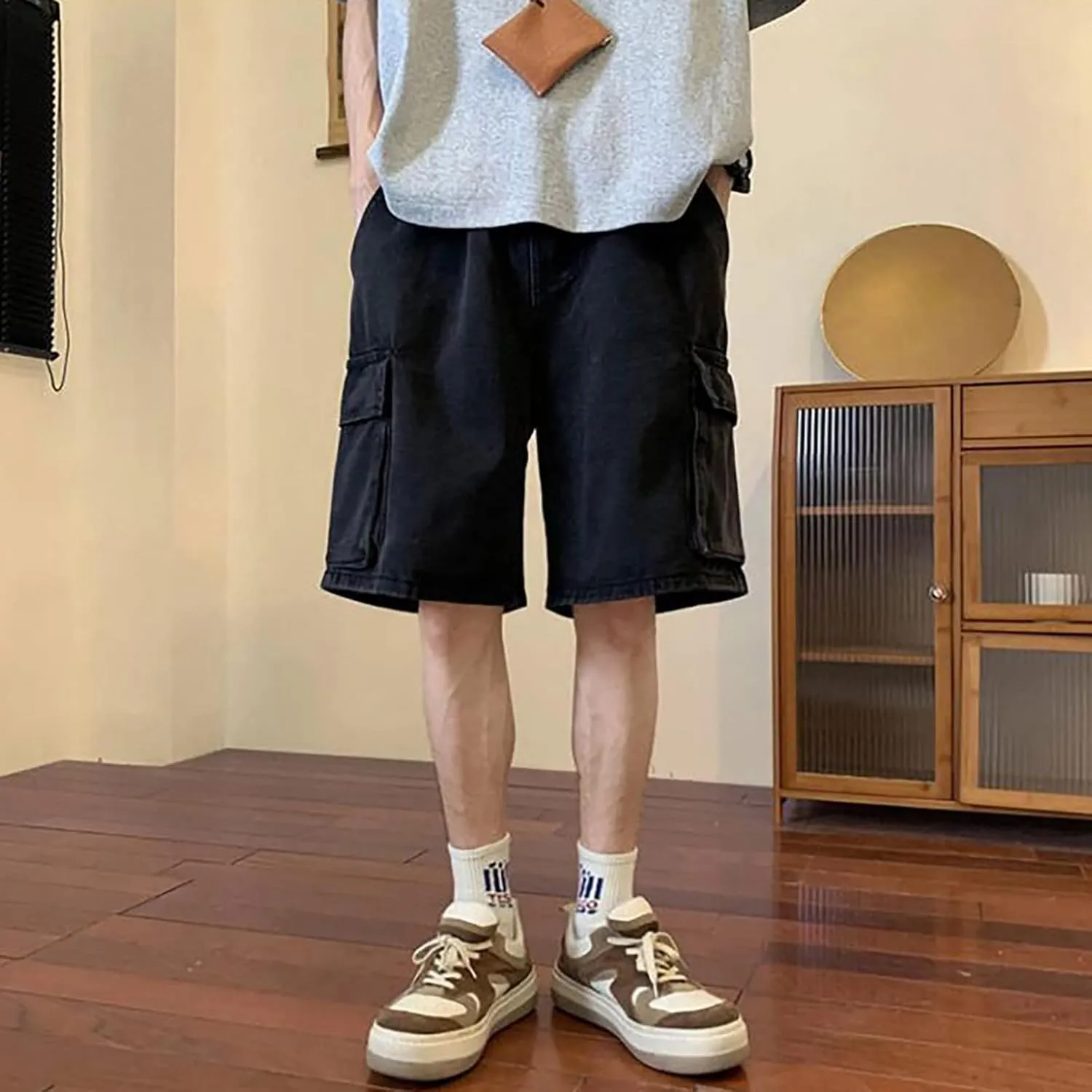 FZVYD Burgundy Dress Pants Mens Joggers Cargo Pants Fashion Casual Sweatpants Work Pants Drawstring Loose Trousers Pockets