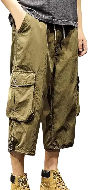 FZVYD Elastic Waist Pants for Men Mens Joggers Cargo Pants Fashion Casual Sweatpants Work Pants Drawstring Loose Trousers