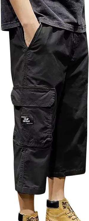 FZVYD Elastic Waist Pants for Men Mens Joggers Cargo Pants Fashion Casual Sweatpants Work Pants Drawstring Loose Trousers