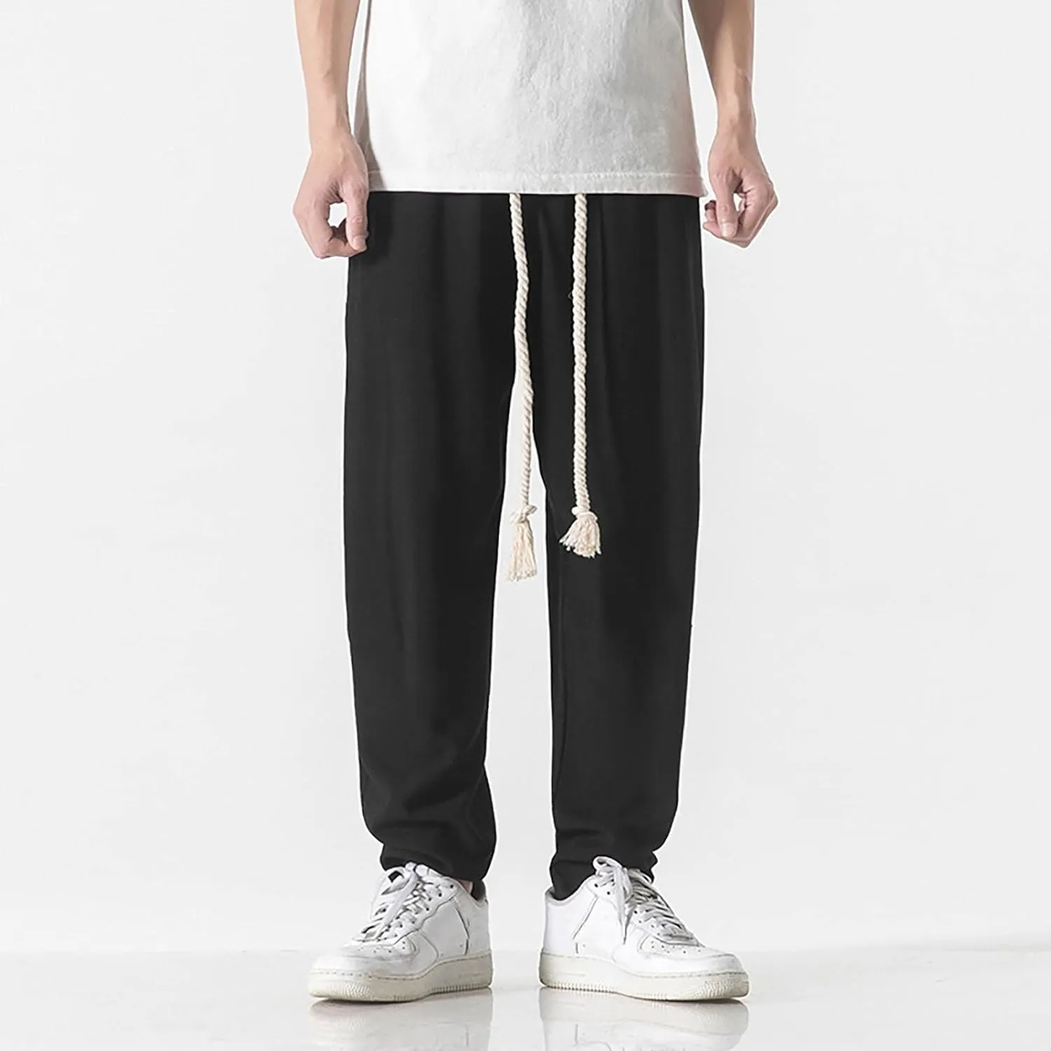FZVYD Mens Brown Dress Pants Mens Joggers Cargo Pants Fashion Casual Sweatpants Work Pants Drawstring Loose Trousers Pockets