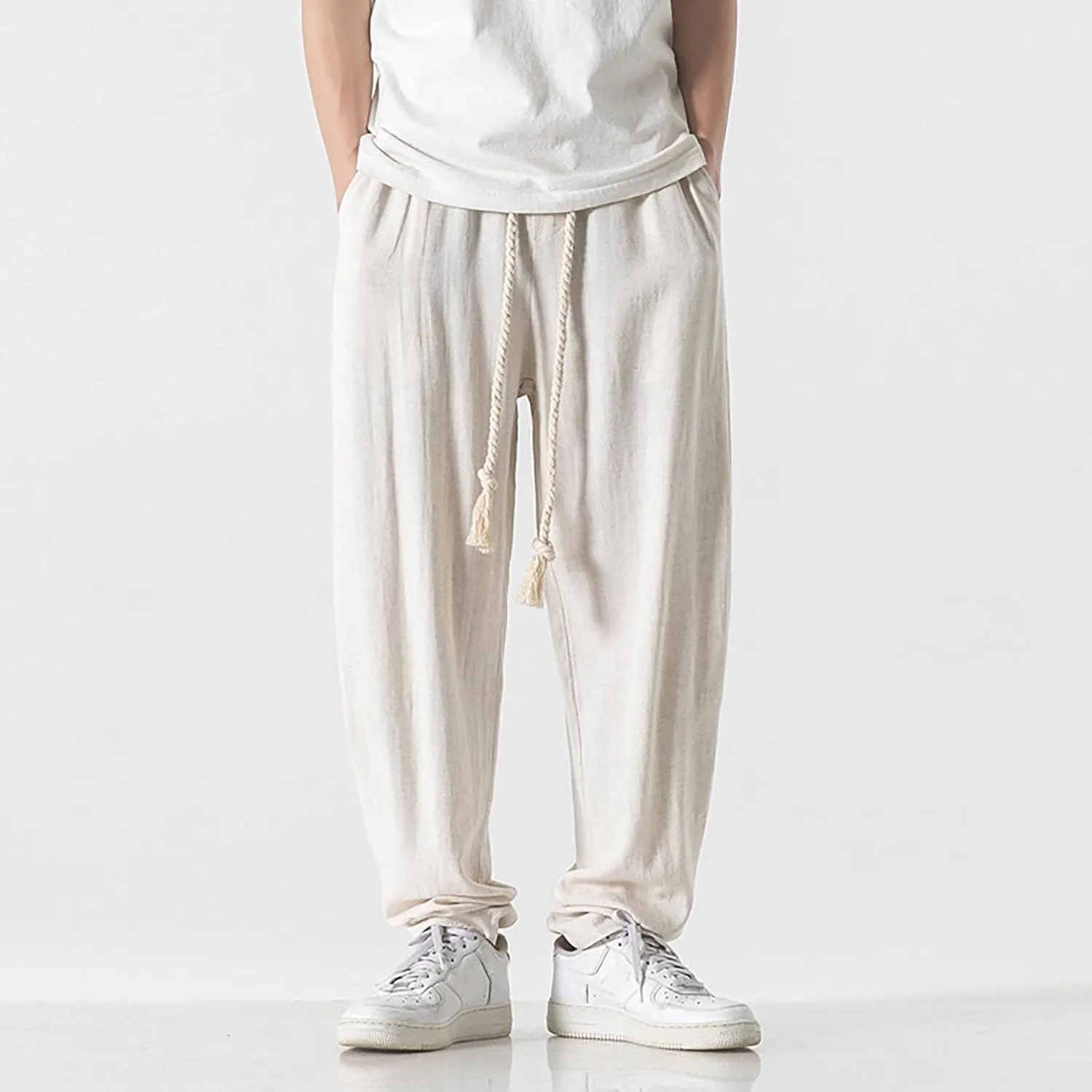 FZVYD Mens Brown Dress Pants Mens Joggers Cargo Pants Fashion Casual Sweatpants Work Pants Drawstring Loose Trousers Pockets