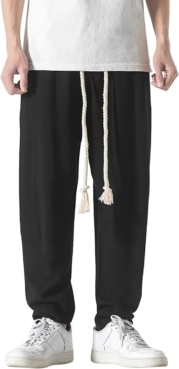 FZVYD Mens Brown Dress Pants Mens Joggers Cargo Pants Fashion Casual Sweatpants Work Pants Drawstring Loose Trousers Pockets