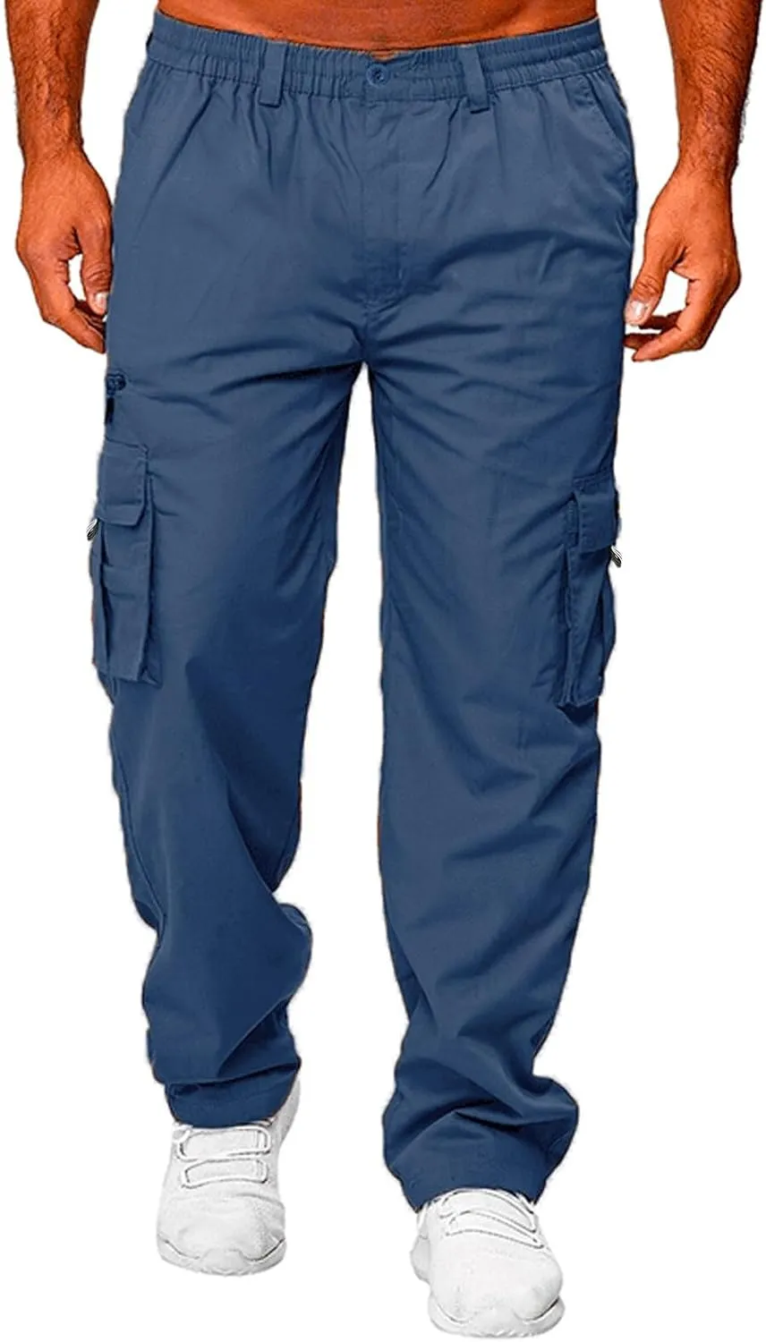 FZVYD Men's Cropped Pants Joggers Cargo Pants Fashion Casual Sweatpants Work Pants Drawstring Loose Trousers with Pockets