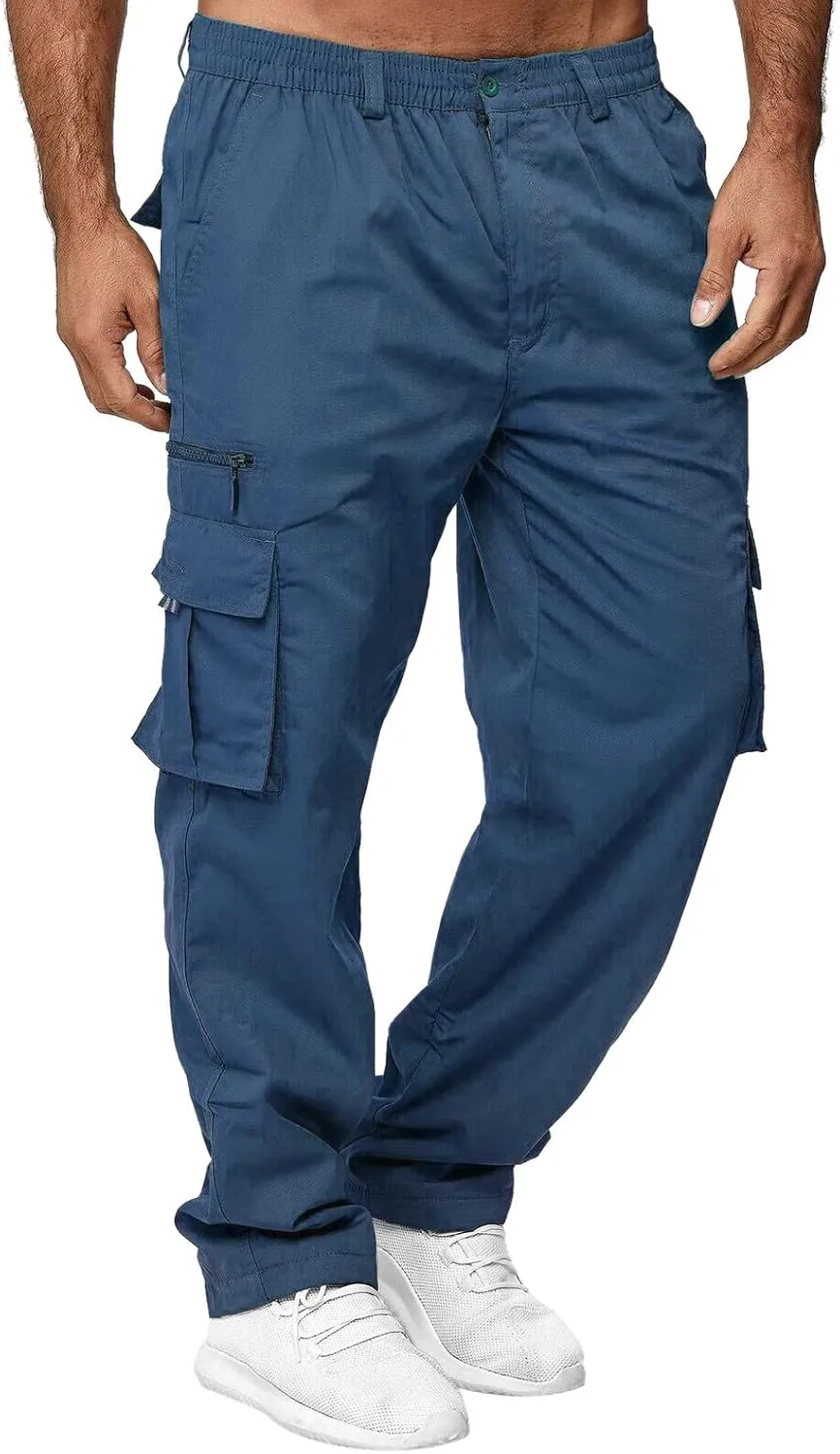 FZVYD Men's Cropped Pants Joggers Cargo Pants Fashion Casual Sweatpants Work Pants Drawstring Loose Trousers with Pockets