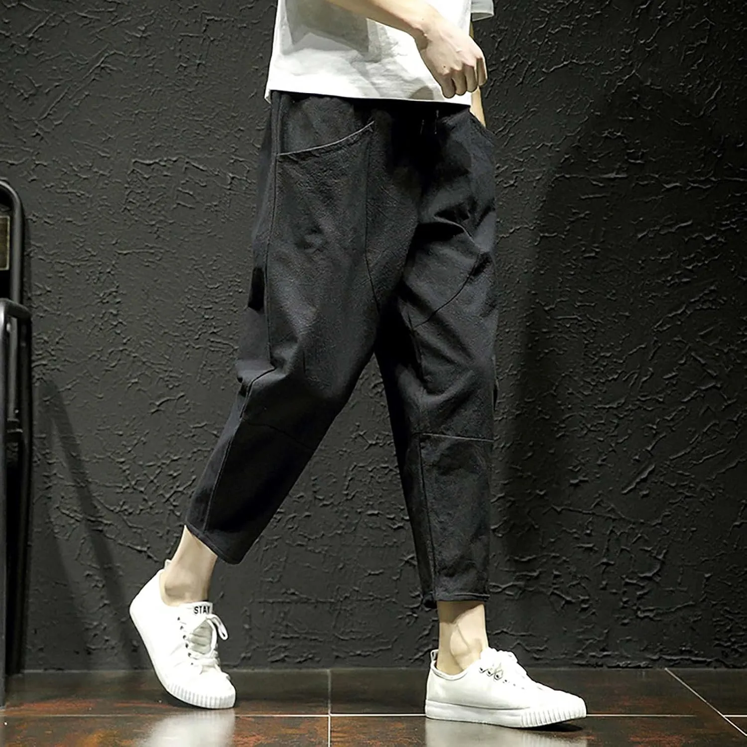FZVYD Mens Dress Pants Slim Fit Stretch Joggers Cargo Pants Fashion Casual Sweatpants Work Pants Drawstring Loose Trousers