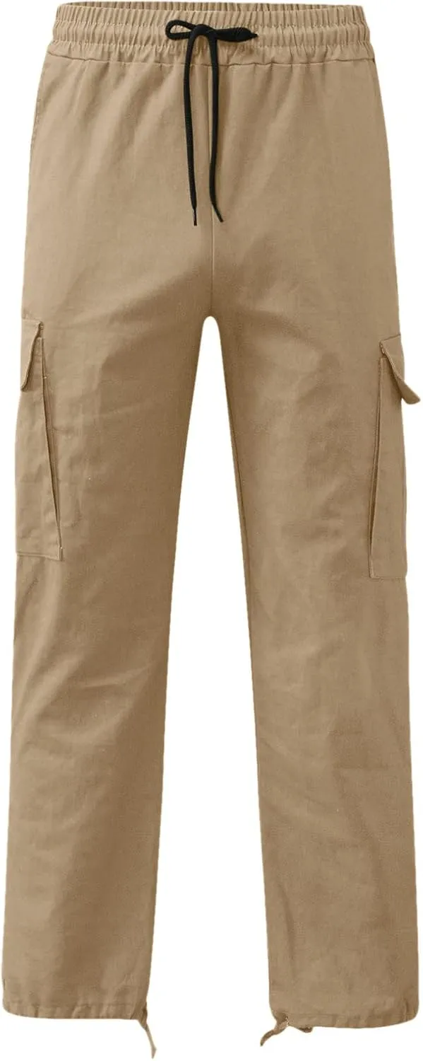 FZVYD Mens Slacks Slim Fit Mens Joggers Cargo Pants Fashion Casual Sweatpants Work Pants Drawstring Loose Trousers Pockets